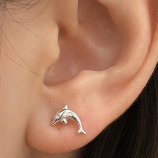 Tiny Dolphin Stud Earrings
